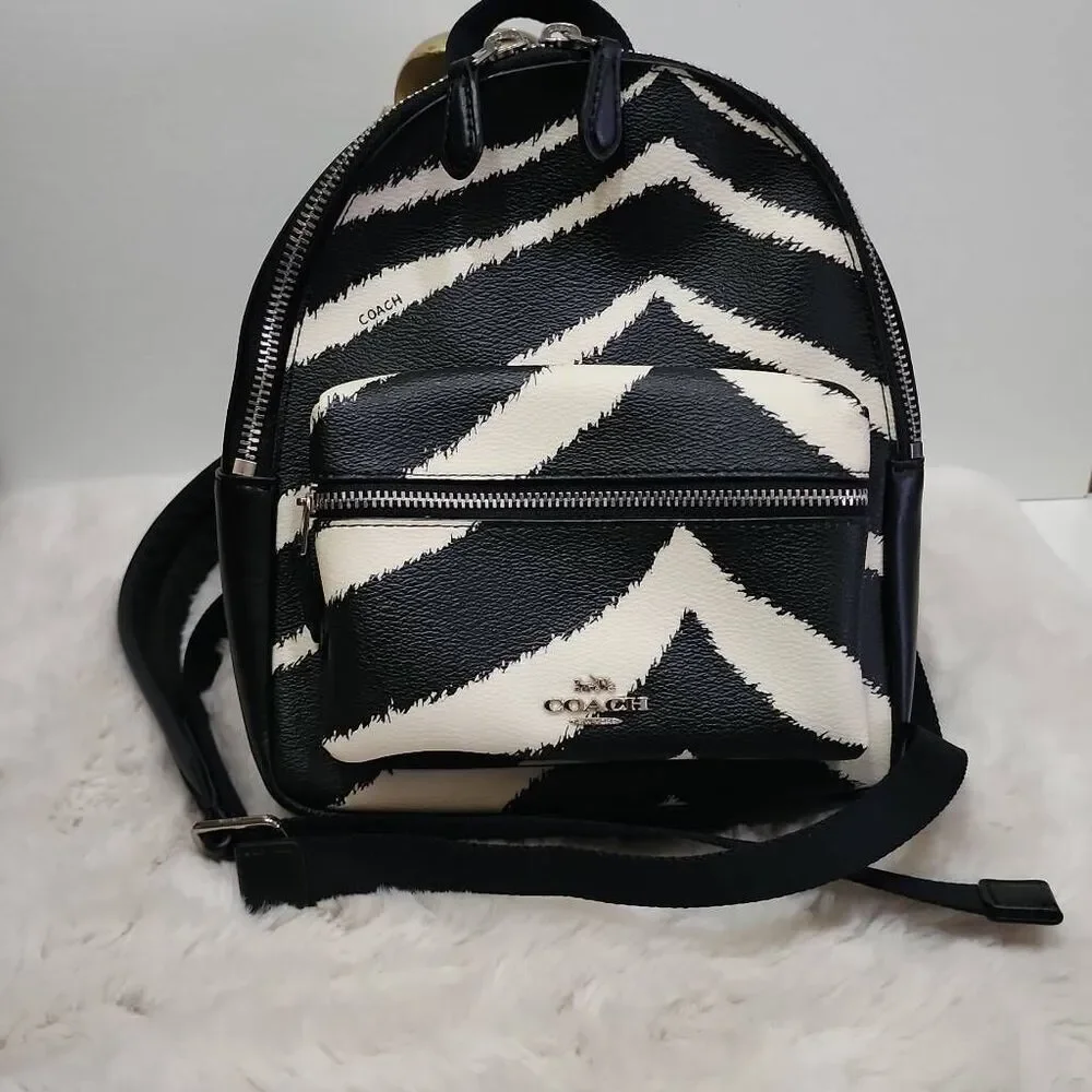 Coach Mini Charlie Backpack in Zebra Print